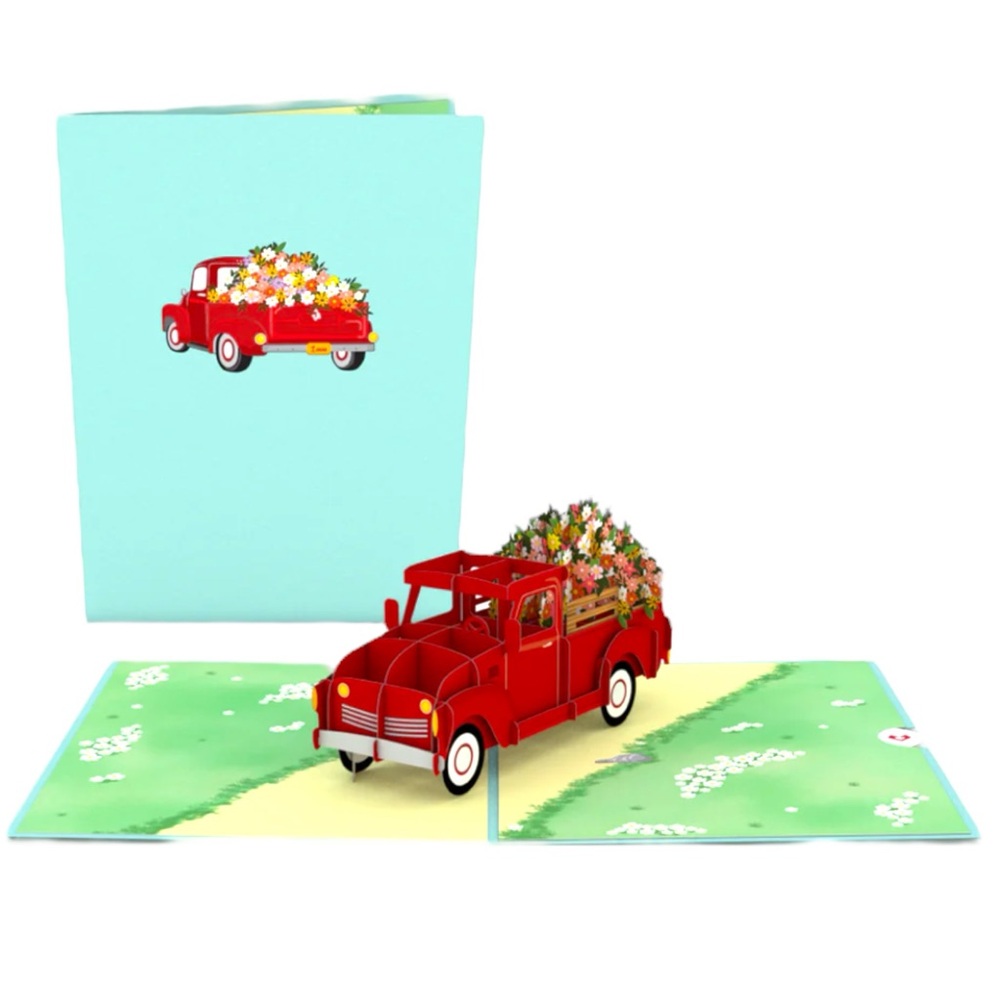 love pop Garden Truck 3-D Pop-up Card, NWT